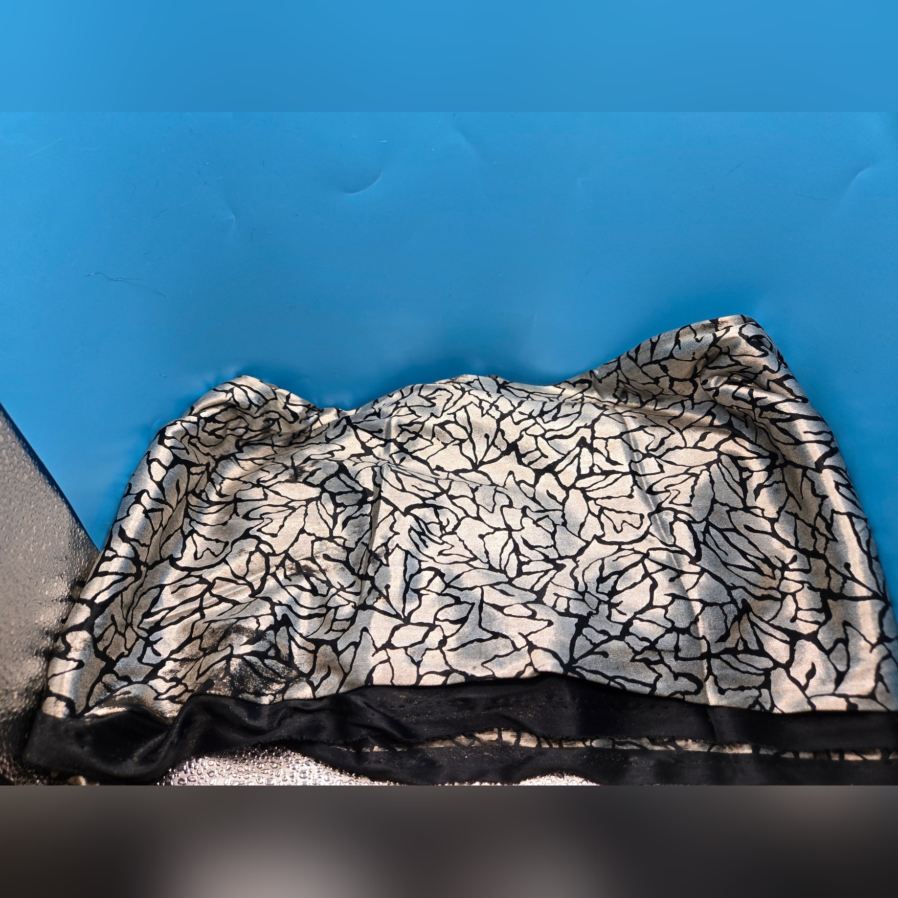 Black And Silver Cracked Ice Brocade Fabric Vintage